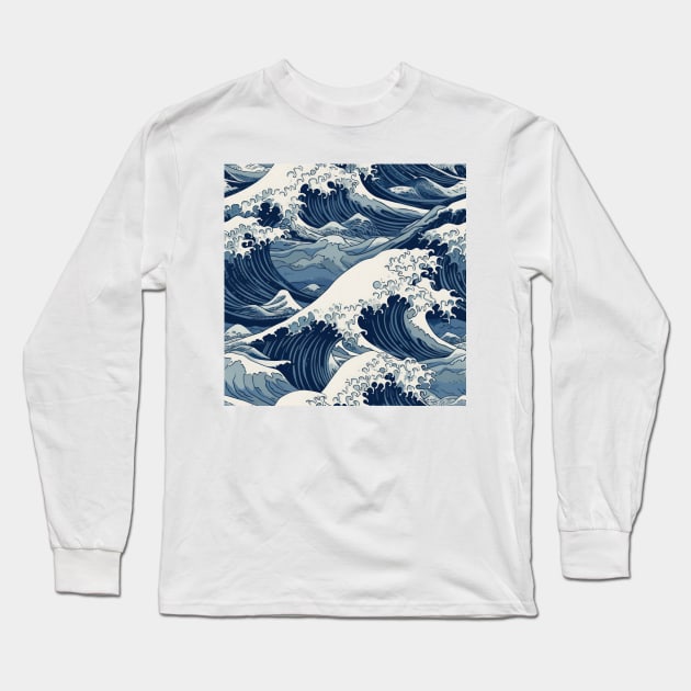 Ephemeral Crests: Hokusai Waves Reimagined Long Sleeve T-Shirt by star trek fanart and more